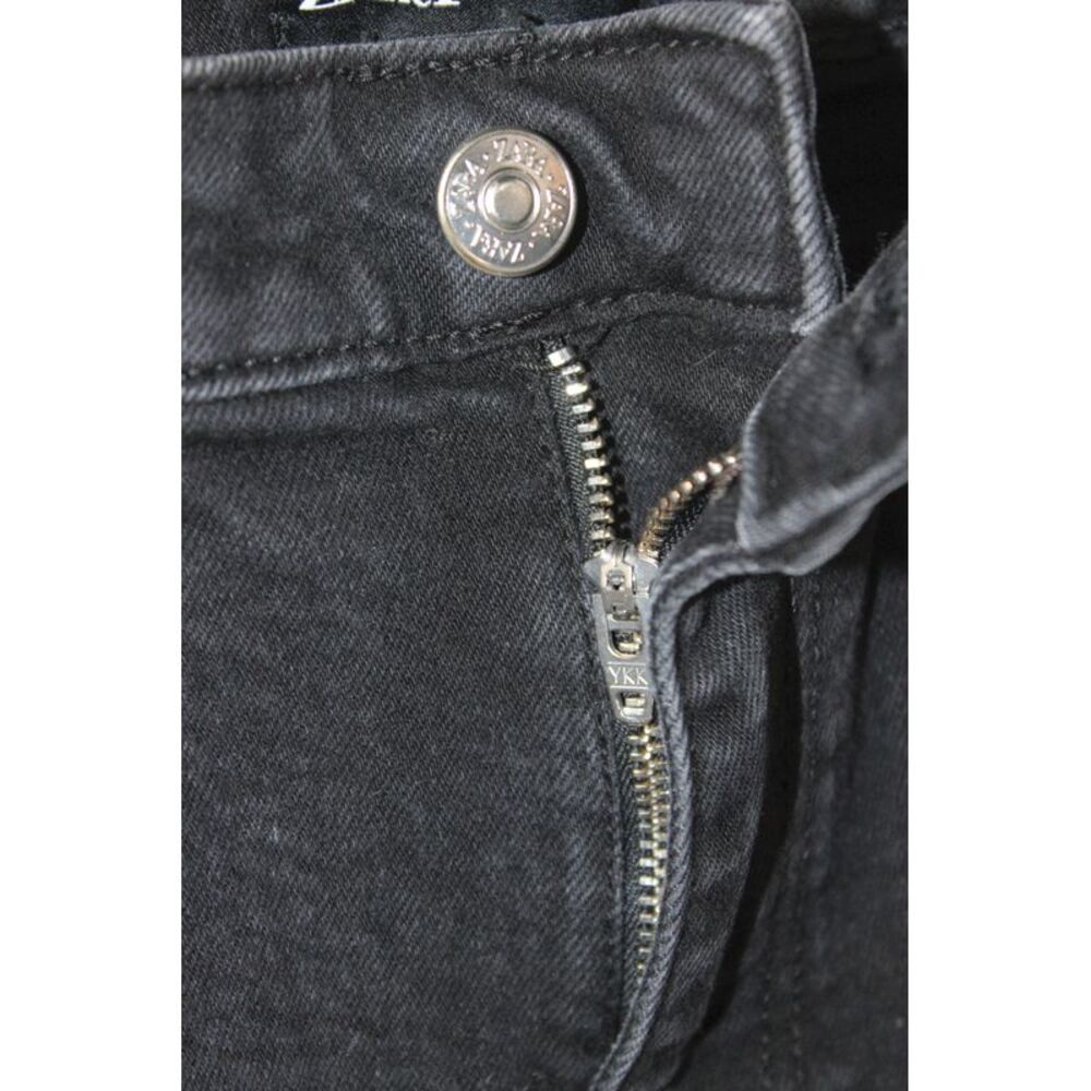 Zara Womens Straight Black Jeans Cotton Mid Rise Button Size 4 - Picture 4 of 6